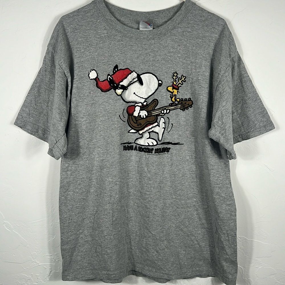 🔥🔥 Vintage Licensed PEANUTS SNOOPY Have a Rockin' Holiday T-Shirt - Sz L - EUC